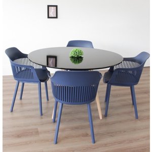 Conjunto Sala de Jantar Mesa Eiffel Redonda 120cm Tampo MDF com 4 Cadeiras Marcela 