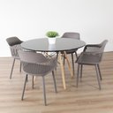 Ver imagem 1 de Conjunto Sala de Jantar Mesa Eiffel Redonda 120cm Tampo MDF com 4 Cadeiras Marcela Cinza