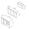 Cozinha Itatiaia Luce 7 Portas com Balcão 2 Gavetas Preto e Armários Aéreos 3 Vidros Branco / - 3