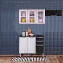 Ver imagem 1 de Cozinha Itatiaia Luce 7 Portas com Balcão 2 Gavetas Preto e Armários Aéreos 3 Vidros Branco /