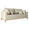 Sofá Beny 3 Lugares com Base de Madeira Élpis Móveis Linho Bege - 1