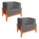 Ver imagem 1 de Kit 02 Poltronas Lucy Linho Cinza A26 Castanho