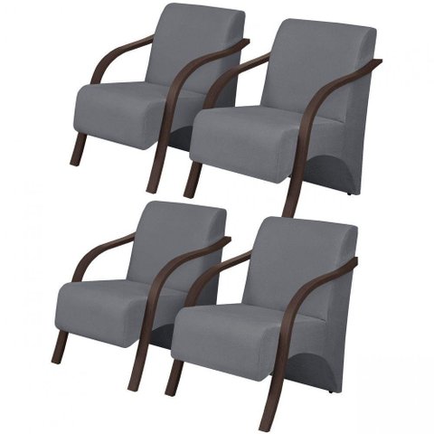 Kit 4 Poltronas De 1 Lugar Vênus Grafite