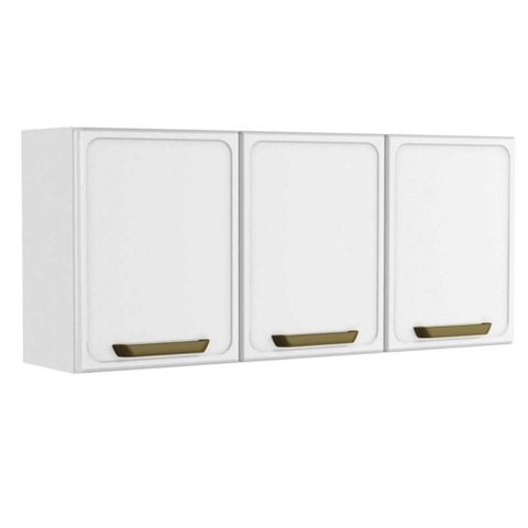 Armário Aéreo Cozinha Modulado Bella C/ 3 Portas 120cm Branco - Bertolini