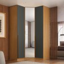 Ver imagem 2 de Guarda Roupa de Canto Obliquo Espelho 3 Portas Mdf Altezza Trend Belmax:freijó/titânio