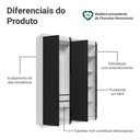 Ver imagem 4 de Guarda-Roupa Solteiro 4 Portas Batentes Branco/Preto/Preto Venus Madesa