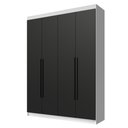 Ver imagem 2 de Guarda-Roupa Solteiro 4 Portas Batentes Branco/Preto/Preto Venus Madesa