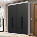 Ver imagem 1 de Guarda-Roupa Solteiro 4 Portas Batentes Branco/Preto/Preto Venus Madesa