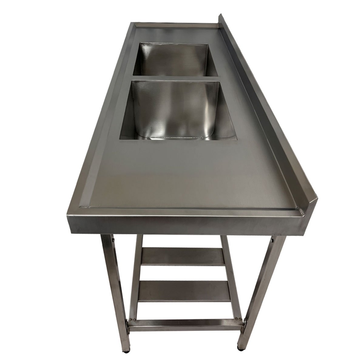 Pia Aço Inox Industrial 140x60x90 Cm Cuba Dupla Nortinox - 3