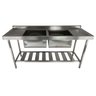 Pia Aço Inox Industrial 140x60x90 Cm Cuba Dupla Nortinox - 1