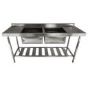 Ver imagem 1 de Pia Aço Inox Industrial 140x60x90 Cm Cuba Dupla Nortinox