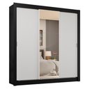 Ver imagem 3 de Guarda-roupa Casal 3 Portas de Correr com Espelho 4 Gavetas Preto/branco Sublime Plus Madesa