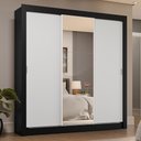 Ver imagem 1 de Guarda-roupa Casal 3 Portas de Correr com Espelho 4 Gavetas Preto/branco Sublime Plus Madesa