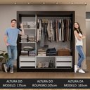Ver imagem 6 de Guarda-roupa Casal 3 Portas de Correr com Espelho 4 Gavetas Preto/branco Sublime Plus Madesa