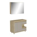 Ver imagem 2 de Gabinete para Banheiro 100cm com Espelheira sem Cuba Malba Marrom/Barrique/Argento