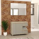 Ver imagem 1 de Gabinete para Banheiro 100cm com Espelheira sem Cuba Malba Marrom/Barrique/Argento