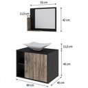 Ver imagem 3 de Armário de Banheiro com Cuba e Espelho 1 Porta 2 Prateleiras Preto ônix/Carvalho Dark 13689 - Compac