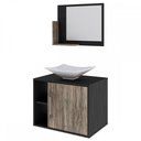 Ver imagem 2 de Armário de Banheiro com Cuba e Espelho 1 Porta 2 Prateleiras Preto ônix/Carvalho Dark 13689 - Compac