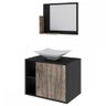 Armário de Banheiro com Cuba e Espelho 1 Porta 2 Prateleiras Preto ônix/Carvalho Dark 13689 - Compac - 2