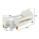 Ver imagem 4 de Cama Solteiro Lorena Montessoriana Cabeceira Nuvem Escadinha Proteção Lateral Design Atual - Branco