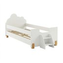 Ver imagem 3 de Cama Solteiro Lorena Montessoriana Cabeceira Nuvem Escadinha Proteção Lateral Design Atual - Branco