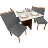 Mesa de Jantar Helo 90x90cm em Veludo com 4 Cadeiras California Poliman Cor Mel Off White com Assent - 1