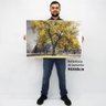 Quadro Decorativo em Canvas Floral Árvore Amarela TaColado Moldura Flutuante 4,5cm Freijó 90 x 60cm - 2