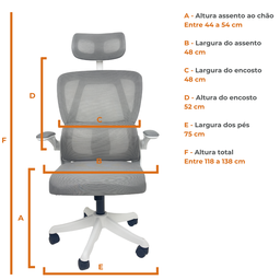 Cadeira de Escritório Presidente Executiva Oficial Legacy - Cinza - 1 - 8
