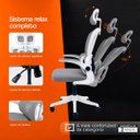 Ver imagem 4 de Cadeira Presidente Legacy Ergonômica Tela Mesh Apoio Cabeça até 120kg Cinza