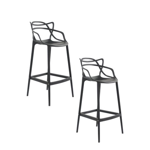 Kit 2 Banquetas Altas Alegra Espresso Móveis Preto
