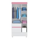 Ver imagem 3 de Guarda Roupa Infantil/Juvenil Ane 3 Portas Branco/Rosa - Bela Móveis