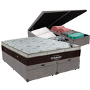 Ver imagem 1 de Cama Box Baú Bipartido Casal Cinza e Colchão Sleep King Molas Ensacadas Ortobom