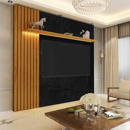 Painel para TV até 75 Polegadas com Led 1 Placa Ripado 1 Prateleira Primor 179,2cm Gelius Móveis - 1 Painel para TV até 75 Polegadas com Led 1 Placa Ripado 1 Prateleira Primor 179,2cm Gelius Móveis - 1