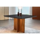 Ver imagem 1 de Mesa para Cozinha Berlim com Tampo 90x90cm Madeirado Vidro Canto Curvo Imbuia Grafite Rufato