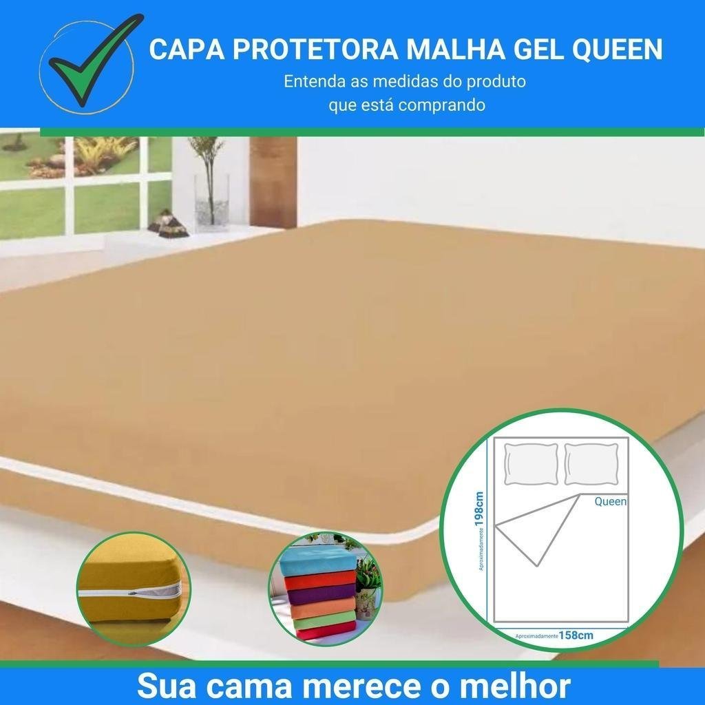 Capa Protetora Colchão Queen Malha Gel Azul Hotel Pousada - 3