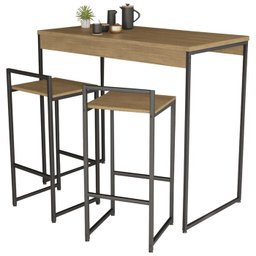 Conjunto De Mesa Com Banquetas Industrial Crome LI016/LI024 Freijo Preto Kappesberg - 1