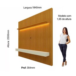 Rack com Painel Ripado para TV até 75 Polegadas com LED 100% MDF 184cmx250cm 2 Gavetas Nobre - 13