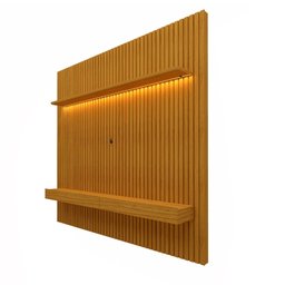 Rack com Painel Ripado para TV até 75 Polegadas com LED 100% MDF 184cmx250cm 2 Gavetas Nobre - 11