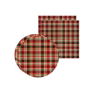 Kit Sousplat + Guardanapo Natal Xadrez Dourado - 2 Peças - sem Base