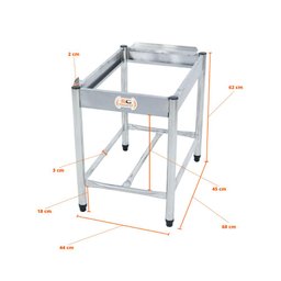 Chapa Americana Profissional 45cm a Gás 18mm Lisa Inox com Pé CGP45 - Venâncio - 3