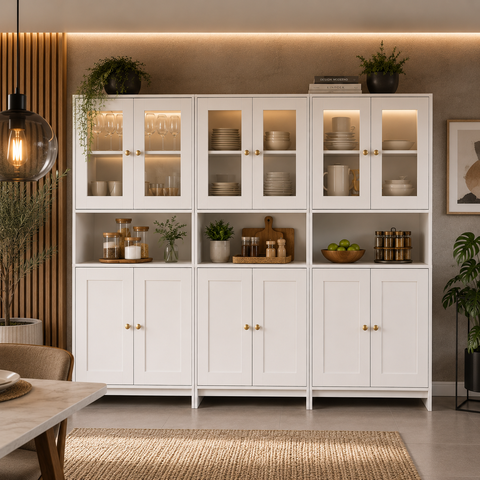 Conjunto Cozinha 3 Peças 12 Portas 9 Prateleiras 252cm AC4005 Branco - Decibal Móveis