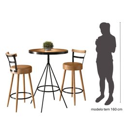 Conjunto Mesa Bistrô Viena e 2 Banquetas Moscou Couríssimo Amarula - Loja Sheep - 3