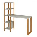 Ver imagem 2 de Mesa Escrivaninha Industrial 4 Prateleiras 100% Mdf Off White/freijó F29 - Pradel
