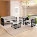 Ver imagem 1 de Conjunto para Área Externa de Fibra Sintética - 02 Poltronas Namoradeira Mesa de Centro Santiago