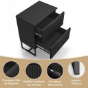 Ver mais imagens de Mesa de Cabeceira Lumia com 2 Gavetas Detalhe Ripado Base de Aço Industrial - Preto/pé Preto