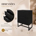 Ver imagem 3 de Mesa de Cabeceira Lumia com 2 Gavetas Detalhe Ripado Base Aço Industrial Preto/Preto Lh Móveis