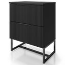 Ver imagem 5 de Mesa de Cabeceira Lumia com 2 Gavetas Detalhe Ripado Base Aço Industrial Preto/Preto Lh Móveis