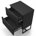 Ver imagem 6 de Mesa de Cabeceira Lumia com 2 Gavetas Detalhe Ripado Base Aço Industrial Preto/Preto Lh Móveis