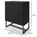 Ver imagem 5 de Mesa de Cabeceira Lumia com 2 Gavetas Detalhe Ripado Base de Aço Industrial - Preto/pé Preto