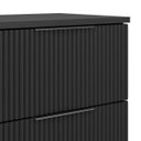 Ver imagem 2 de Mesa de Cabeceira Lumia com 2 Gavetas Detalhe Ripado Base de Aço Industrial - Preto/pé Preto